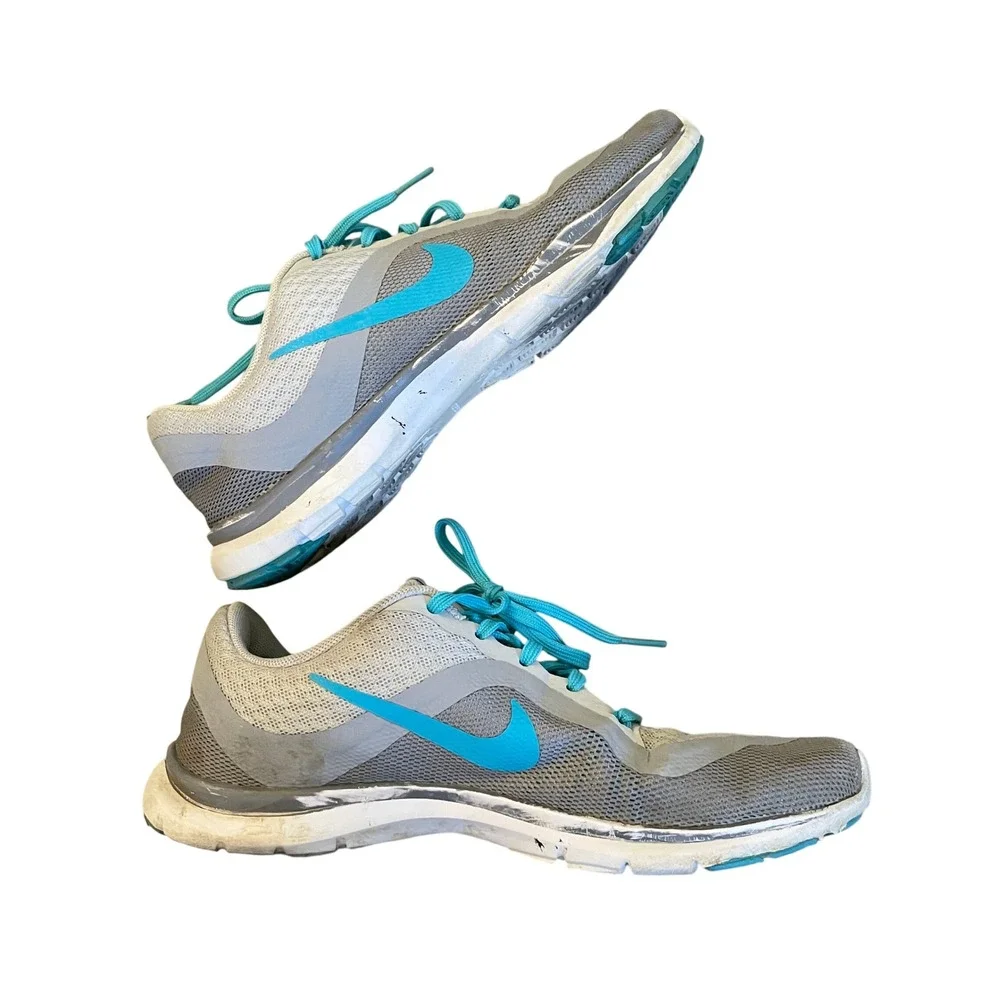 Nike Training Flex TR6 Running Shoes size 6 Gray Aqua Sneaker Athletic‎ Workout